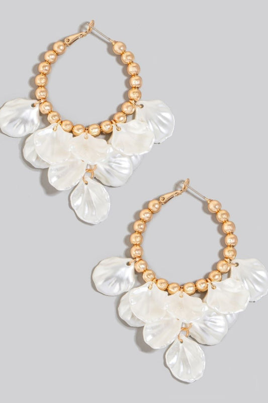 Fame Pearl Petal Charms Beaded Latch Hoop Earrings