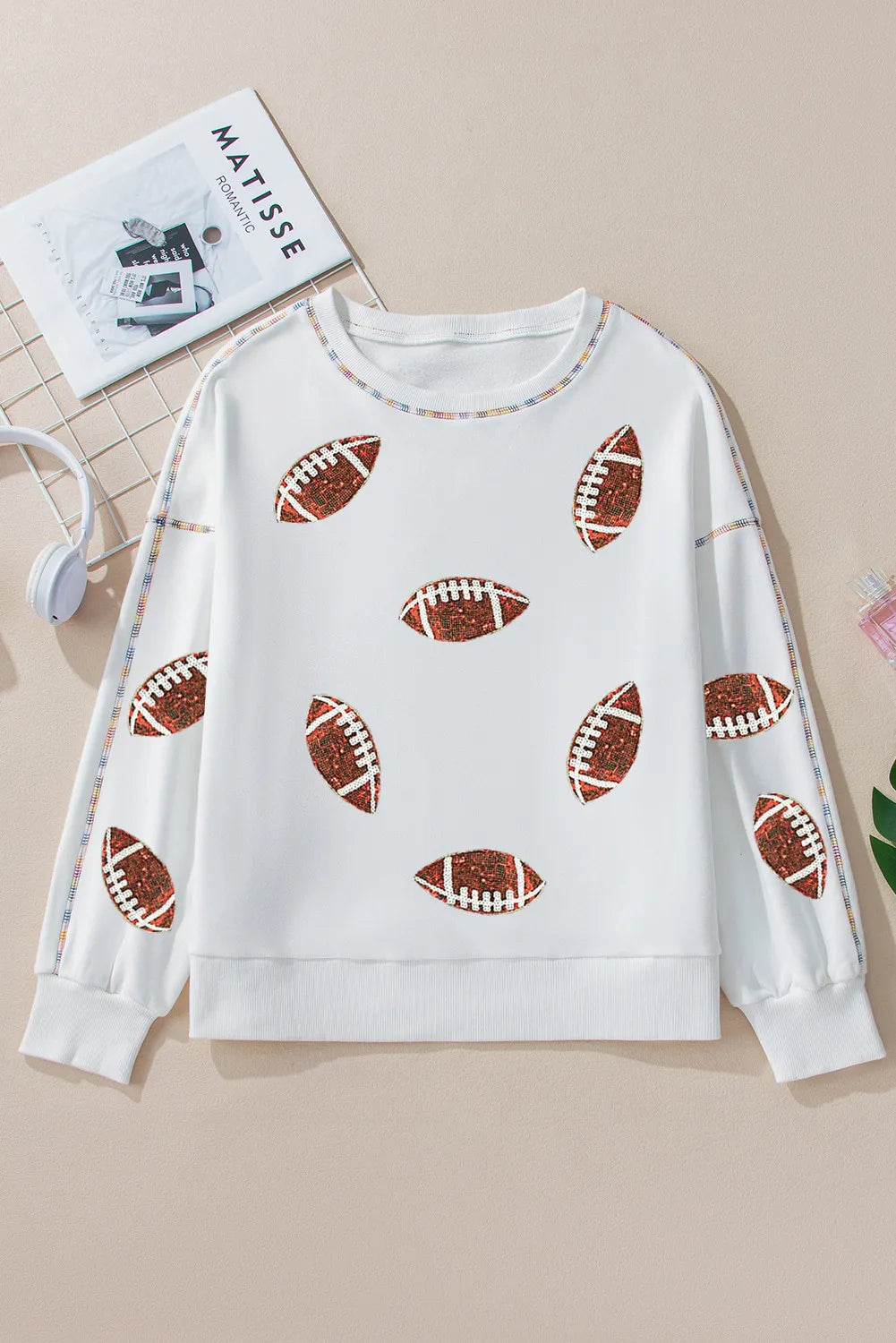 Sequin Football Long Sleeve Sweatshirt