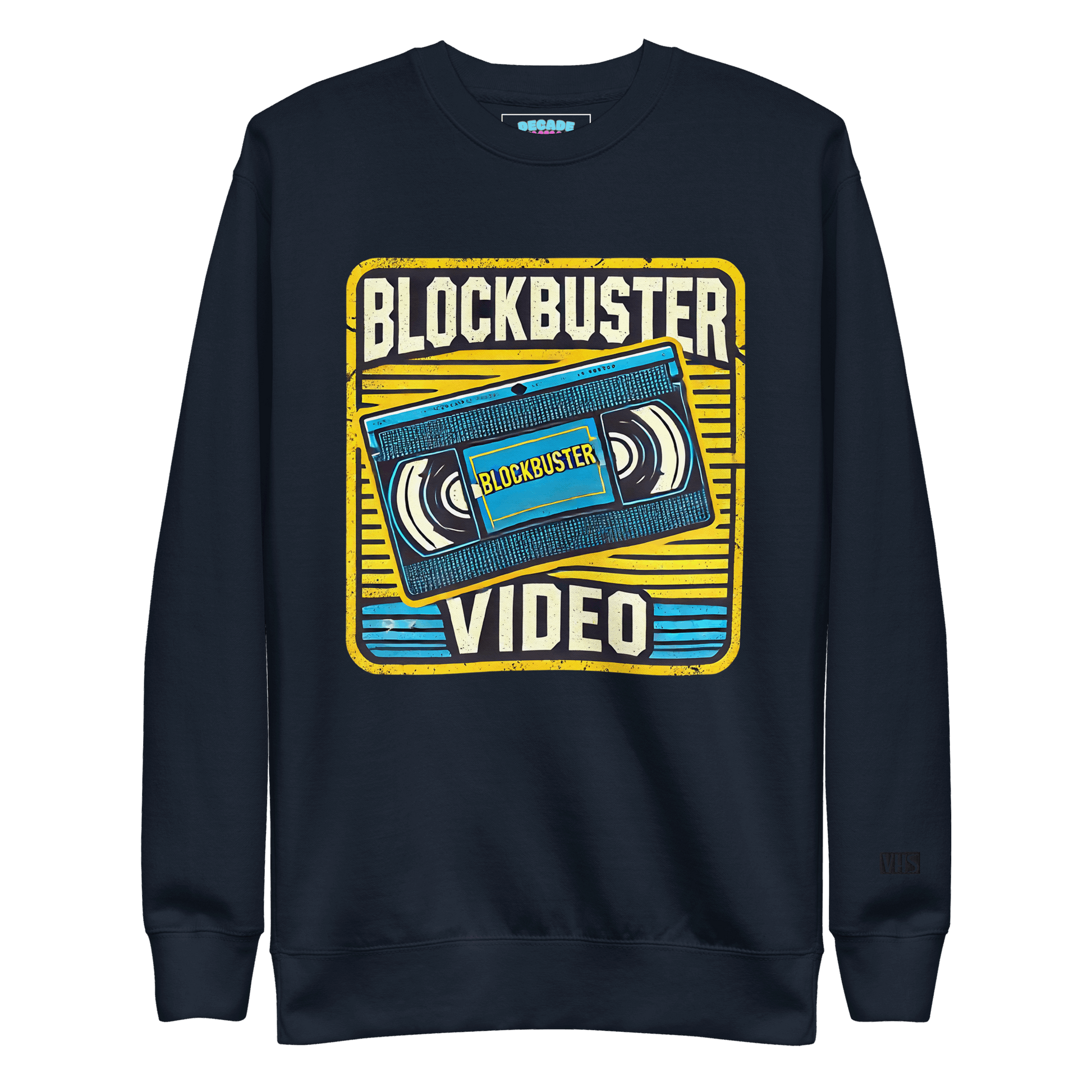 Retro Blockbuster VHS Rewind Crewneck Sweatshirt - Decade Revival