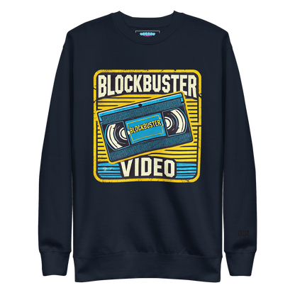 Retro Blockbuster VHS Rewind Crewneck Sweatshirt - Decade Revival