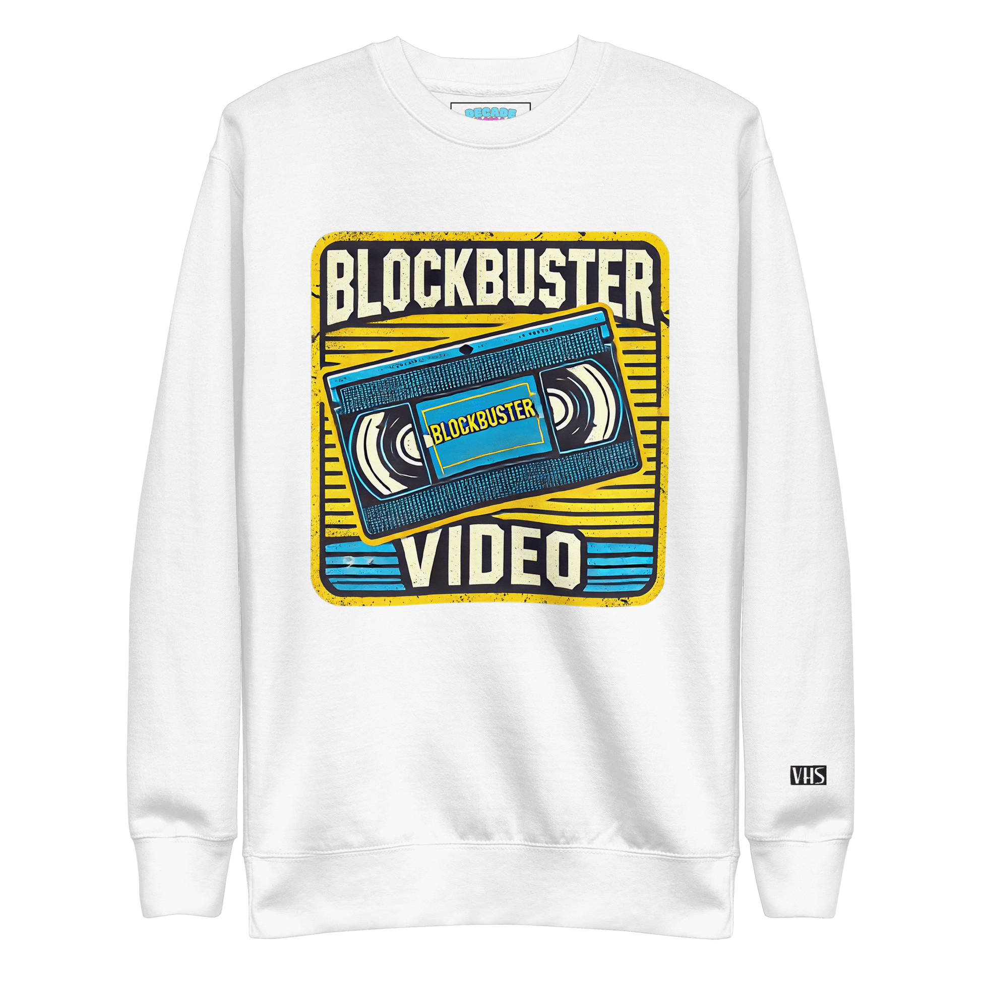 Retro Blockbuster VHS Rewind Crewneck Sweatshirt - Decade Revival